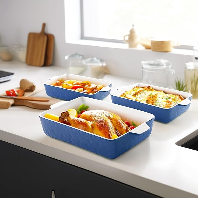 Casserole Dishes for Oven, Ceramic Baking Dishes, Lasagna Pan with Handles, Porcelain Baking Pan