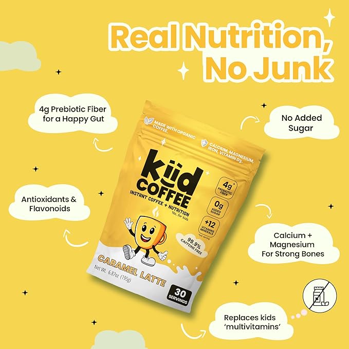 Kiid Coffee - 99.9% Caffeine-Free Organic Coffee for Kids - As Seen on Shark Tank - 12 Vitamins &