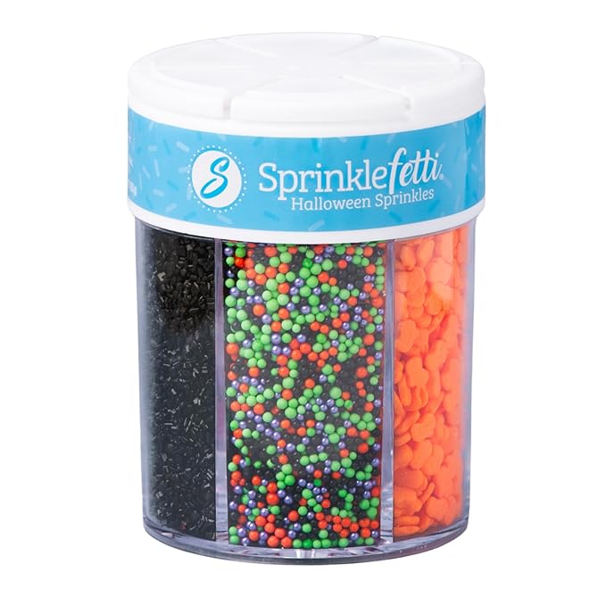 Sweets Indeed Halloween 6-Cell Sprinkle Jar ??6 Variety Sprinkle Compartments | Edible Cake