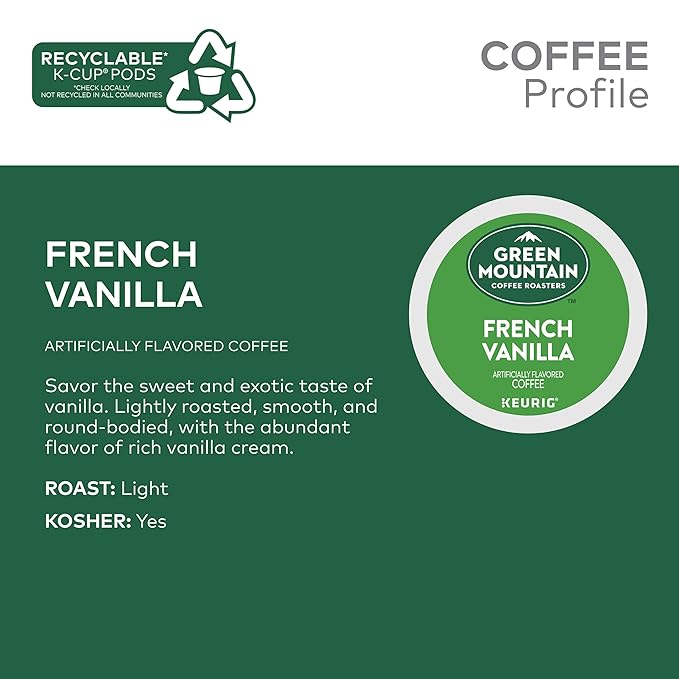 Green Mountain Coffee Roasters French Vanilla Keurig Single-Serve K-Cup pods, Light Roast Coffee