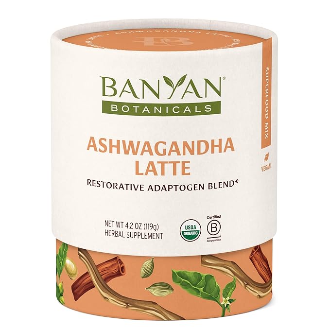 Banyan Botanicals Ashwagandha Latte – Caffeine-Free Organic Herbal Latte Mix – Instant Herbal