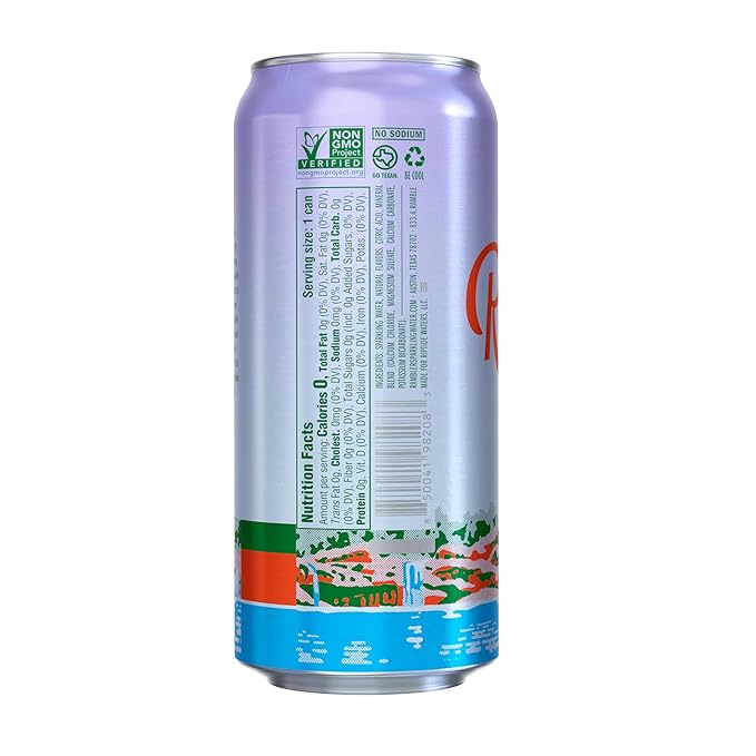 AUTX RAMBLER Sparkling Water, Texas Limestone Mineral Blend, Blackberry Flavor, 16-Ounce Tallboy
