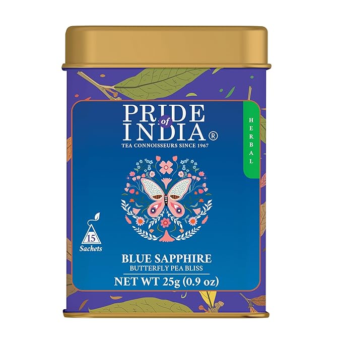 Pride of India | Blue Sapphire: Butterfly Pea Flower Tea 1 oz (28.3 gm) | 100% Pure Butterfly Pea