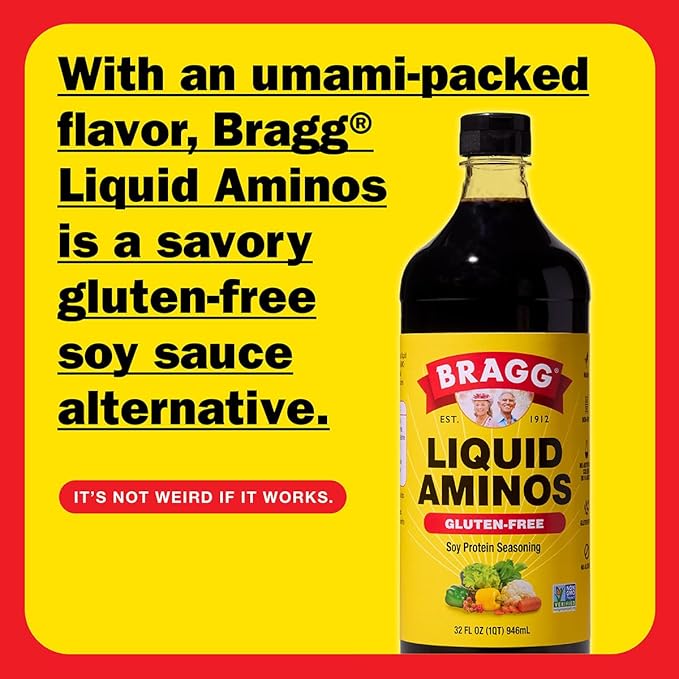 Bragg Liquid Aminos All-Purpose Seasoning - 32 fl oz - Gluten-Free Soy Sauce Substitute - Perfect