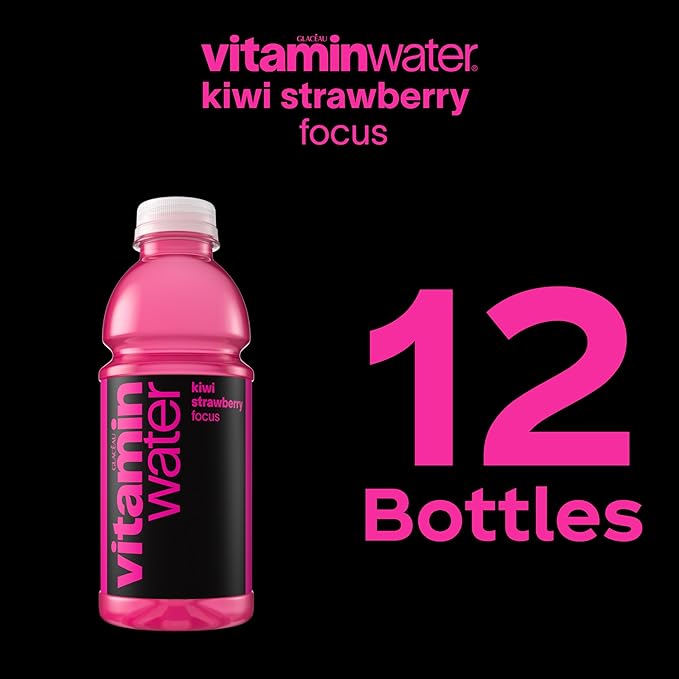vitaminwater Focus Kiwi Strawberry Nutrient Enhanced Flavored Water Beverage, 20 fl oz Bottles, 12