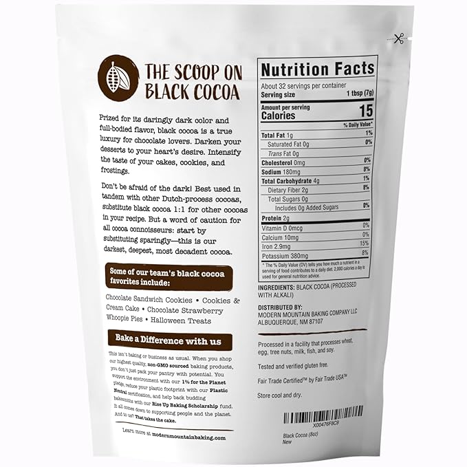 Black Cocoa Powder (8 oz) Bake the Darkest Chocolate Baked Goods, Achieve Rich Chocolate Flavor