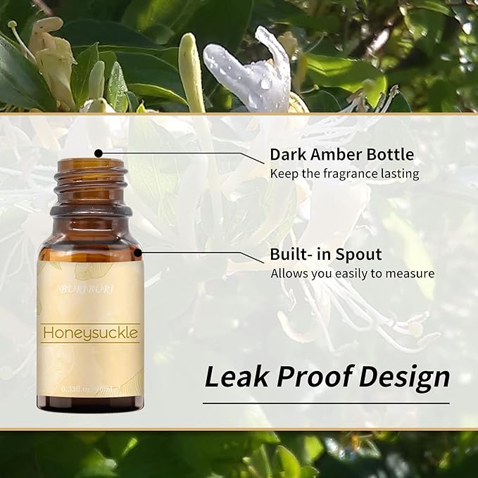 BURIBURI Honeysuckle Essential Oils, 100% Pure, Undiluted, Natural Aromatherapy Honeysuckle Oil for