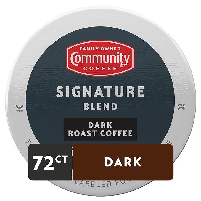Community Coffee Signature Blend 72 Count Coffee Pods, Dark Roast, Compatible with Keurig 2.0 K-Cup