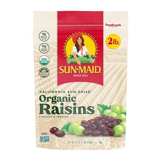 Sun-Maid Organic California Sun-Dried Raisins - 32 oz Resealable Bag - Organic Dried Fruit Snack