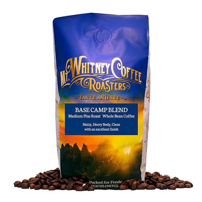 Mt. Whitney Base Camp Blend Whole Bean Medium Dark Roast Low Acid Coffee - 5 lb (Pack of 1)