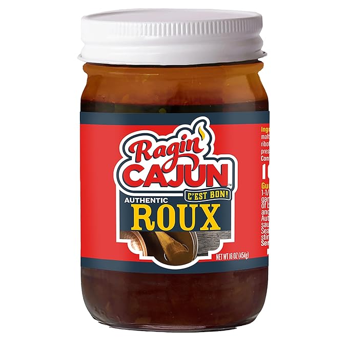 Ragin' Cajun Authentic Roux - 16 oz Jar, No MSG - Louisiana Cajun Base for Gumbo, Stews & Gravies