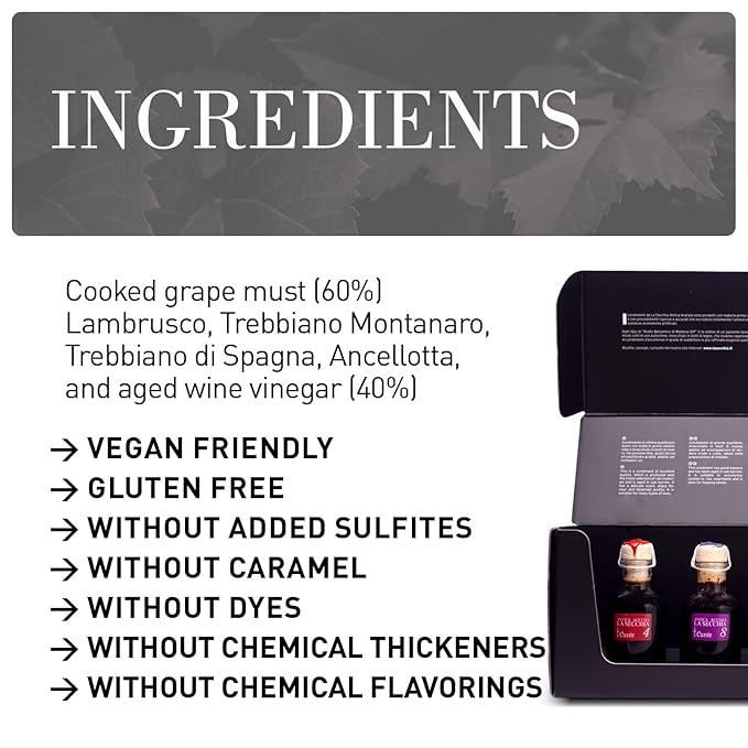La Secchia Balsamic Vinegar of Modena PGI Tasting Box of 5 Varieties of Balsamic Vinegar of Modena