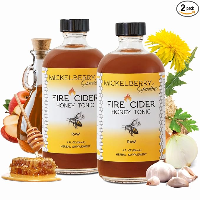 Fire Cider Apple Cider Vinegar Honey Tonic with Organic Turmeric Root, Ginger Root & Dandelion
