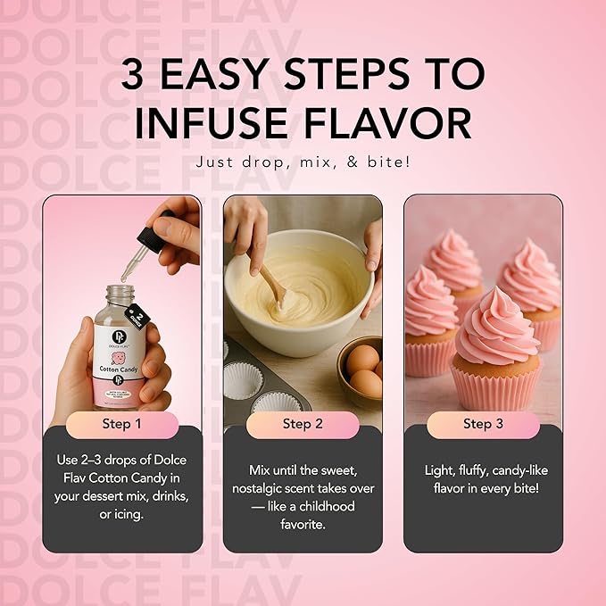 Dolce Flav Natural Cotton Candy Extract ??2 Ounce Water-Soluble Kosher, Sugar-Free, Concentrated
