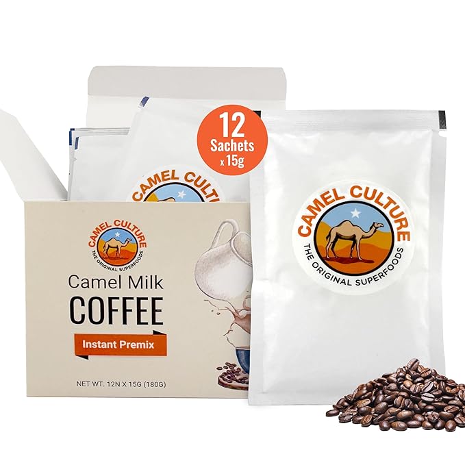 Camel Milk Coffee Instant Premix Sachets - Nutrient Rich - Instant Coffee - 15G x 12 Sachets