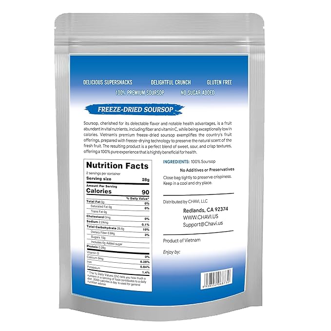 CHAVI Freeze-Dried Soursop - 2 Oz - Healthy 1 Ingredient Superfood - No Added Sugars or