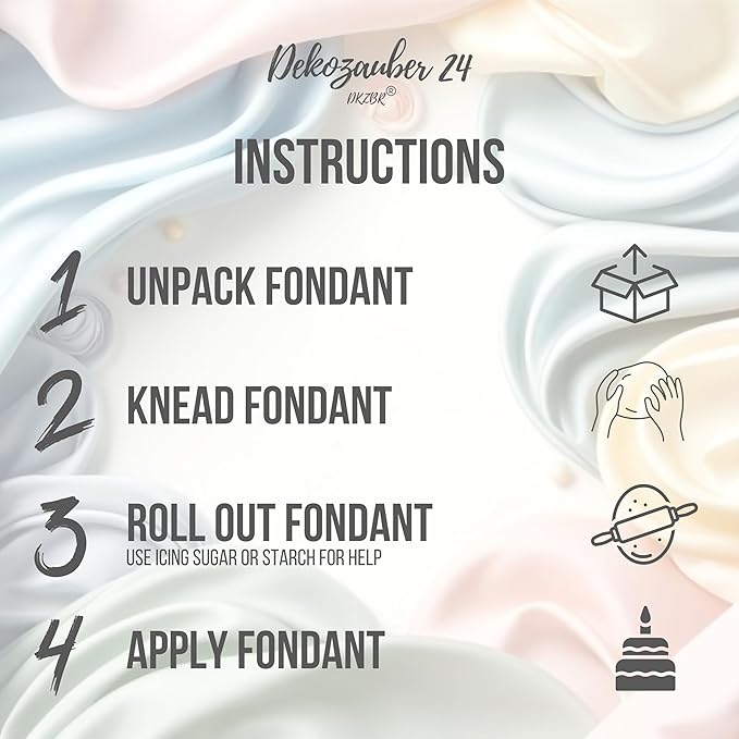 Dekozauber24 Fondant icing multipack, 5 pastel colors, 3.5oz (100g) rolled fondant per color, for