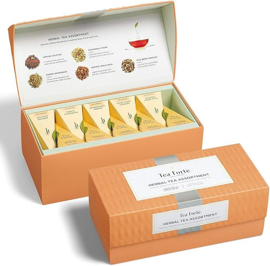 Tea Forte Assorted Herbal Presentation Box Tea Gift Set Sampler, 20 Count, 2 of Each Variety