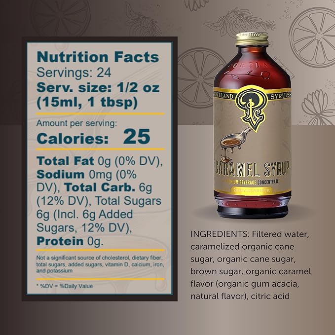 Portland Syrups Caramel Syrup – Flavoring for Coffee, Lattes, Cold Brew, Macchiatos, Cocktails, &