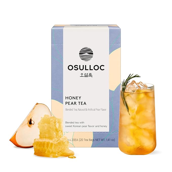 OSULLOC Honey Pear Tea (Sweet Pear & Honey Flavor), Fruit tea Blend, Premium Teabags from Jeju