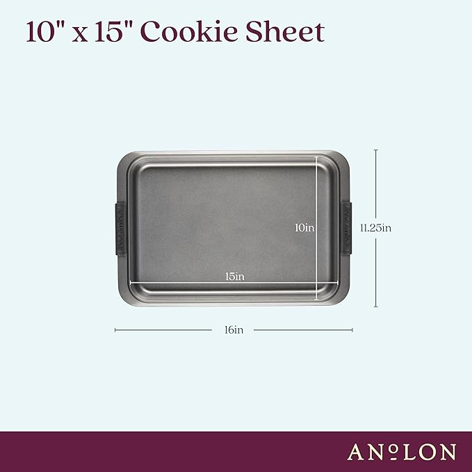 Anolon Advanced Nonstick Bakeware with Grips, Nonstick Cookie Sheet / Baking Sheet - 10 Inch x 15