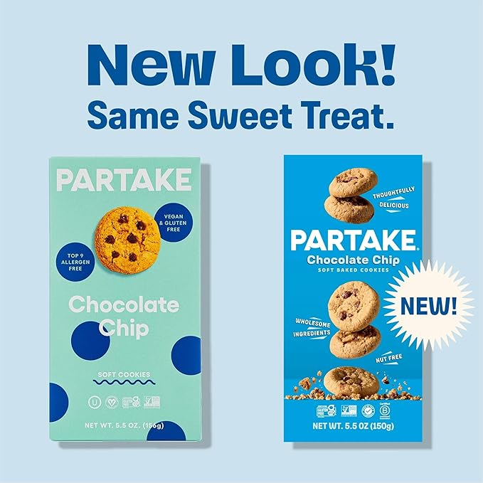 Partake Gluten Free Soft Baked Chocolate Chip Cookies - Vegan - Free From the Top 9 Allergens