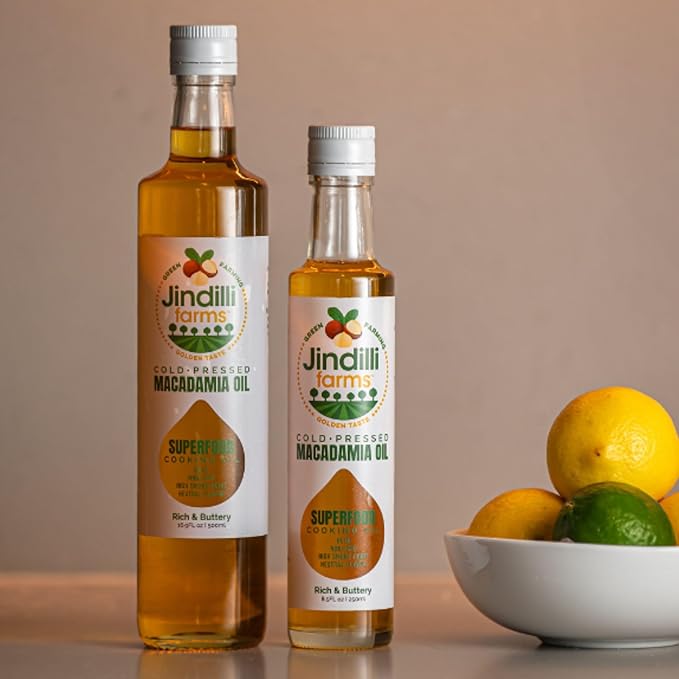 Jindilli Farms Macadamia Nut Cooking Oil- Australian Pure Cold Pressed Oil, Unrefined, Natural