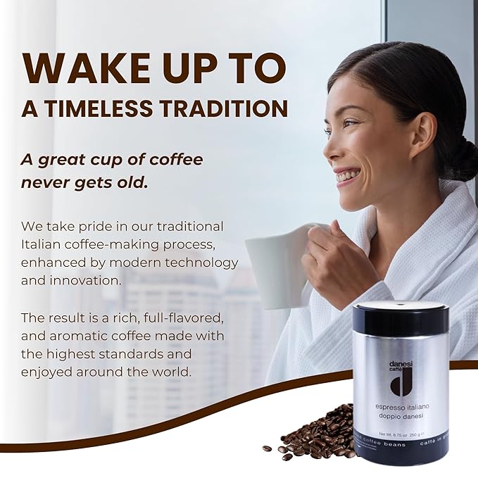 Danesi Caffe Italian Whole Coffee Beans - Espresso Coffee Beans and Medium Roast Whole Bean