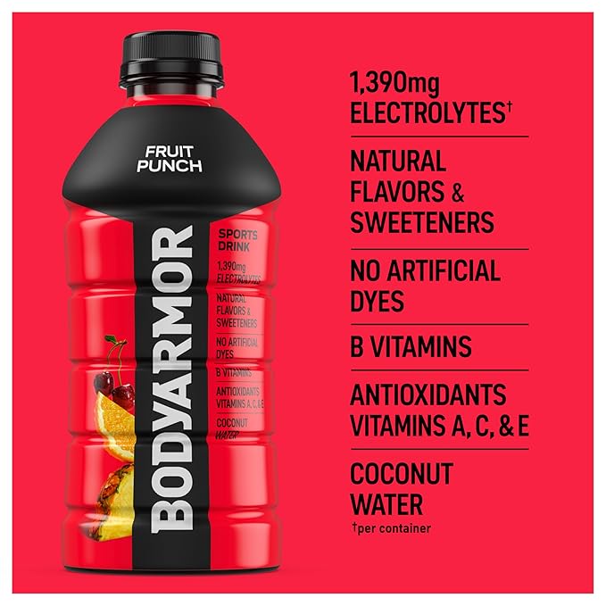 BODYARMOR Sports Drink Sports Beverage, Fruit Punch, Coconut Water Hydration, Natural Flavors With