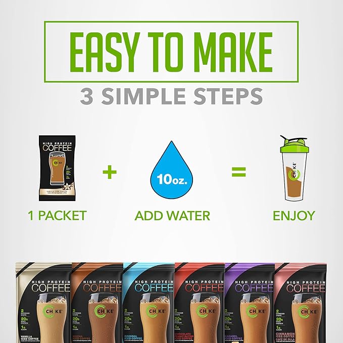 Chike High Protein Iced Coffee Sampler Pack, 20 G Protein, 2 Shots Espresso, 1 G Sugar, Keto