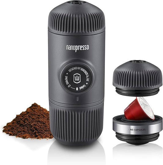 WACACO Nanopresso Portable Espresso Maker Bundled with NS Adapter, Compatible with NS Capsules and