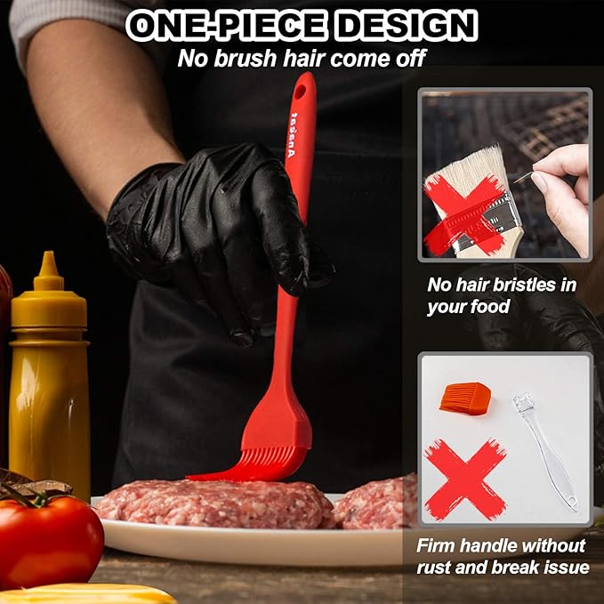 Anaeat High Heat Resistant Silicone Basting Pastry Brush Set of 2- Hygienic One-Pieces Design