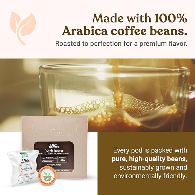 Love Grown Compostable Coffee Pods - Compatible with Single-Serve Brewing Machines - 100% Arabica