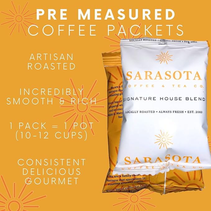 Sarasota Coffee Ground Packets | Gourmet Medium Roast Bulk Coffee Packs | Breakfast Blend | Low