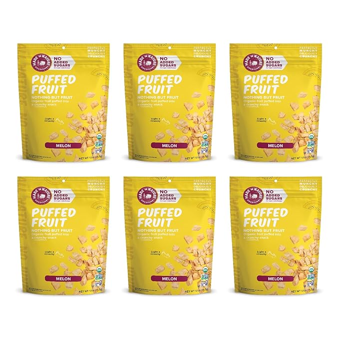 Made In Nature Organic Puffed Fruit, Melon, 1.1 Ounce Bag (Pack of 6) - Vegan Snack, Non-GMO