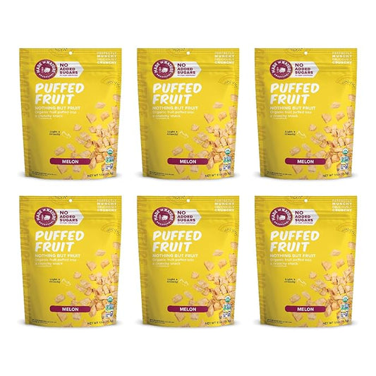 Made In Nature Organic Puffed Fruit, Melon, 1.1 Ounce Bag (Pack of 6) - Vegan Snack, Non-GMO