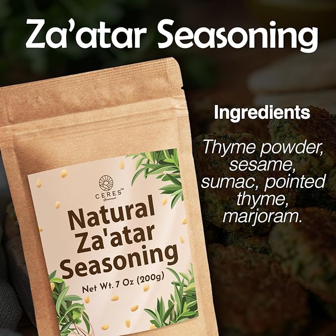 Za'atar Seasoning 7 Oz | Mediterranean Spice Blend | Natural Zaatar Spice Mix with Marjoram