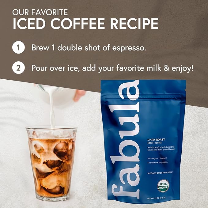 Fabula Coffee Dark Roast Whole Beans - Organic - Low Acid - Single Origin - Non GMO - Mold Free