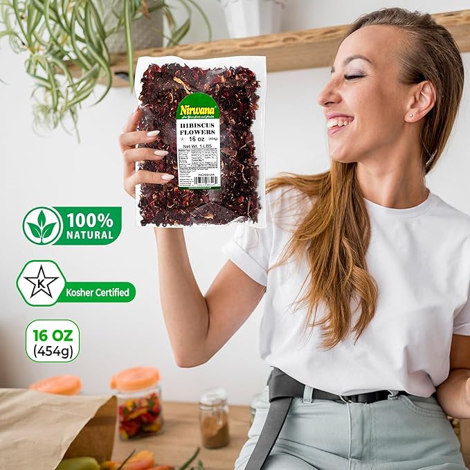 Premium Dried Hibiscus Flowers ??Whole Flower Petals for Herbal Infusions, Loose Leaf Blends, and