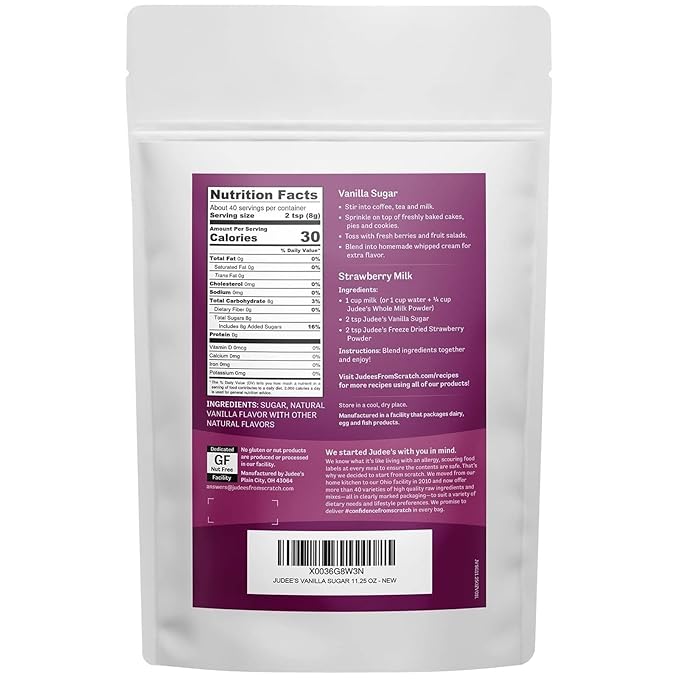 Judee's Vanilla Sugar 11.25 oz - Made with Premium Caster Sugar - Sprinkle on Desserts and Sweeten