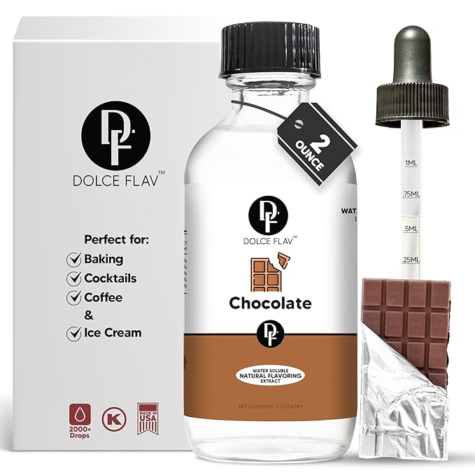Dolce Flav Natural Chocolate Extract ??Sugar-Free & Kosher ??Pure Cocoa Flavor for Baking, Coffee