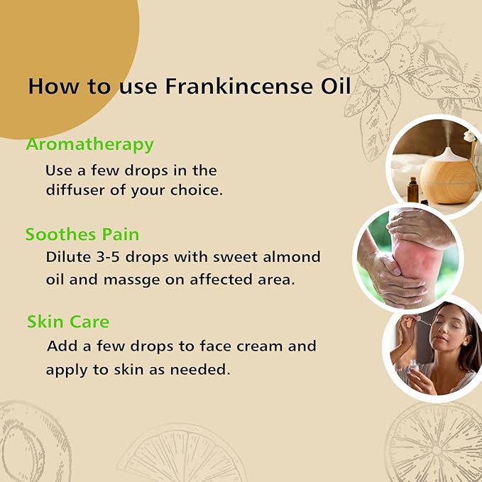 Frankincense Essential Oil 1 Oz, 100% Pure Frankincense Qil for Aromatherapy Diffuser, Skin, Face