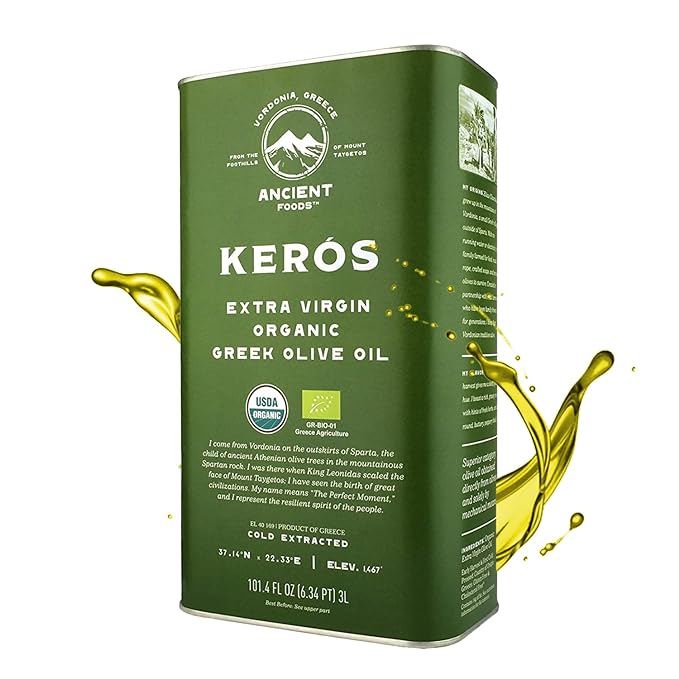Ancient Foods Keros Greek Organic Extra Virgin Olive Oil ??Cold Pressed Olive Oil from Greece, High
