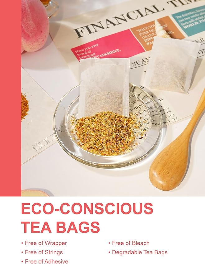 TeeLux Ginger Peach Turmeric Tea Bags, Warm Ginger with Tart Hibiscus & Soothing Chamomile, Tart &