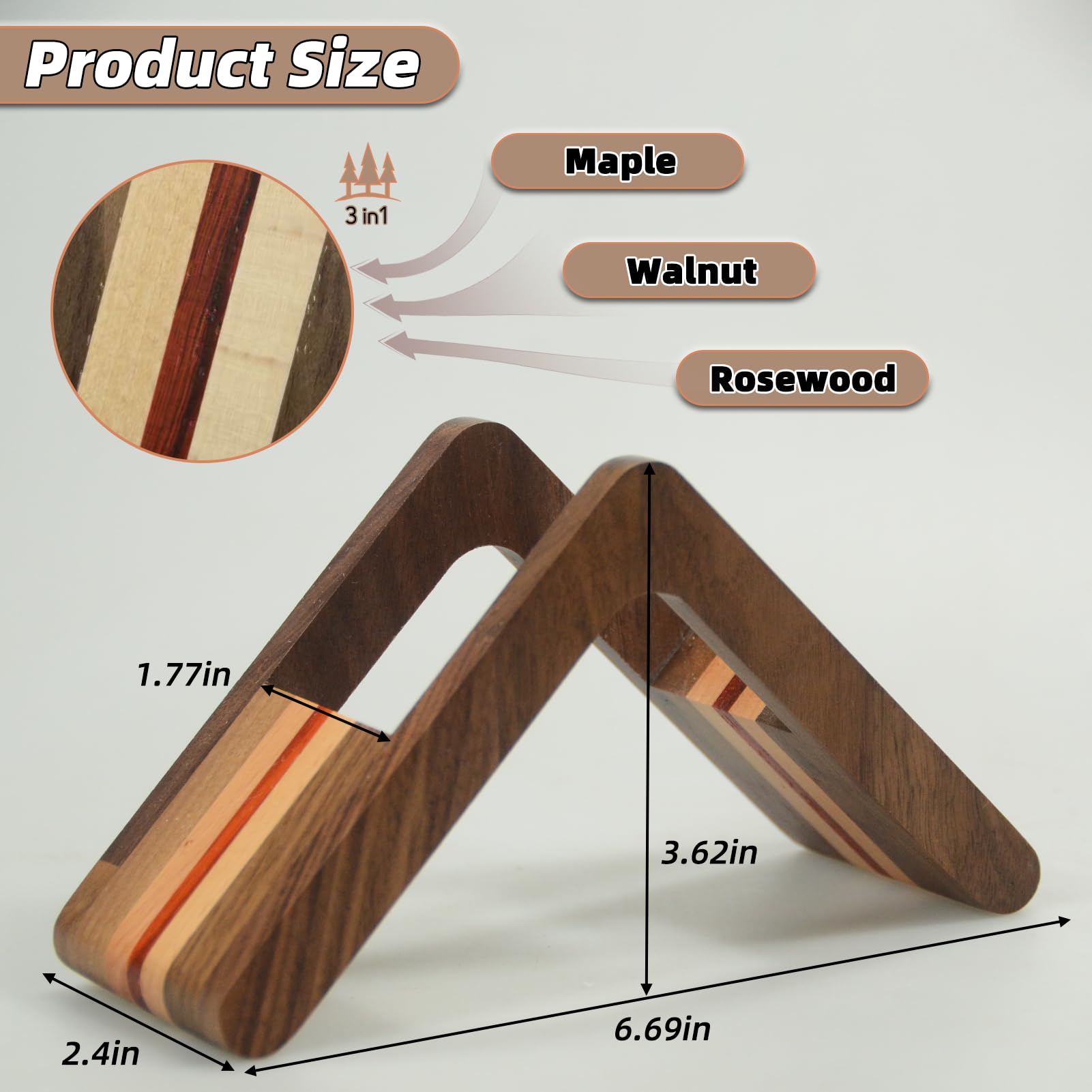 XIFOWE Wooden Coffee Filter Holder, #1#2#4 V60 Cone Coffee Filters