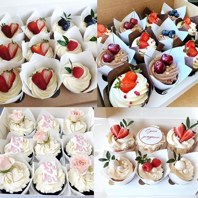 150 Pieces Tulip Cupcake Muffin Liners Paper Baking Cups Greaseproof Cupcake Wrappers for Birthday