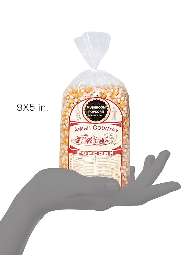 Amish Country Popcorn | 2 lbs Bag | Mushroom Popcorn Kernels | Old Fashioned, Non-GMO and Gluten