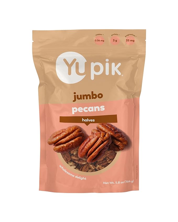 Yupik Jumbo Pecan Halves, 5.8 Oz, Gluten-Free, Kosher, Raw Nuts, Shelled, Unsalted, Unroasted
