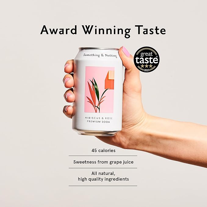 Something & Nothing Hibiscus & Rose Flavoured Sparkling Water | Lightly Carbonated, Full Flavoured