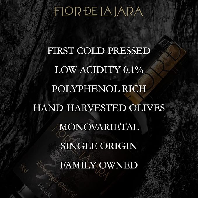 FLOR DE LA JARA Premium Extra Virgin Olive Oil from Spain, First Cold Pressed, Polyphenol-Rich